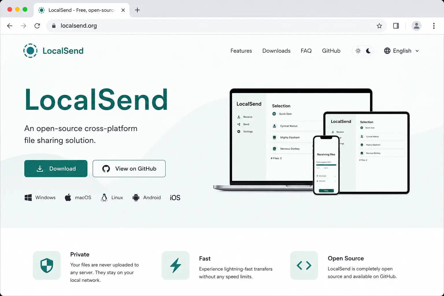 LocalSend:免费开源的跨设备文件互传工具,手机和电脑传文件更省事